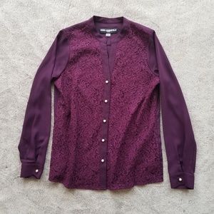 NWOT Karl Lagerfeld Purple Lace Blouse